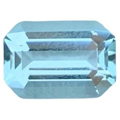 1.25 Carat Natural Loose Seafoam Blue Aquamarine Emerald Cut Pakistan Gemstone