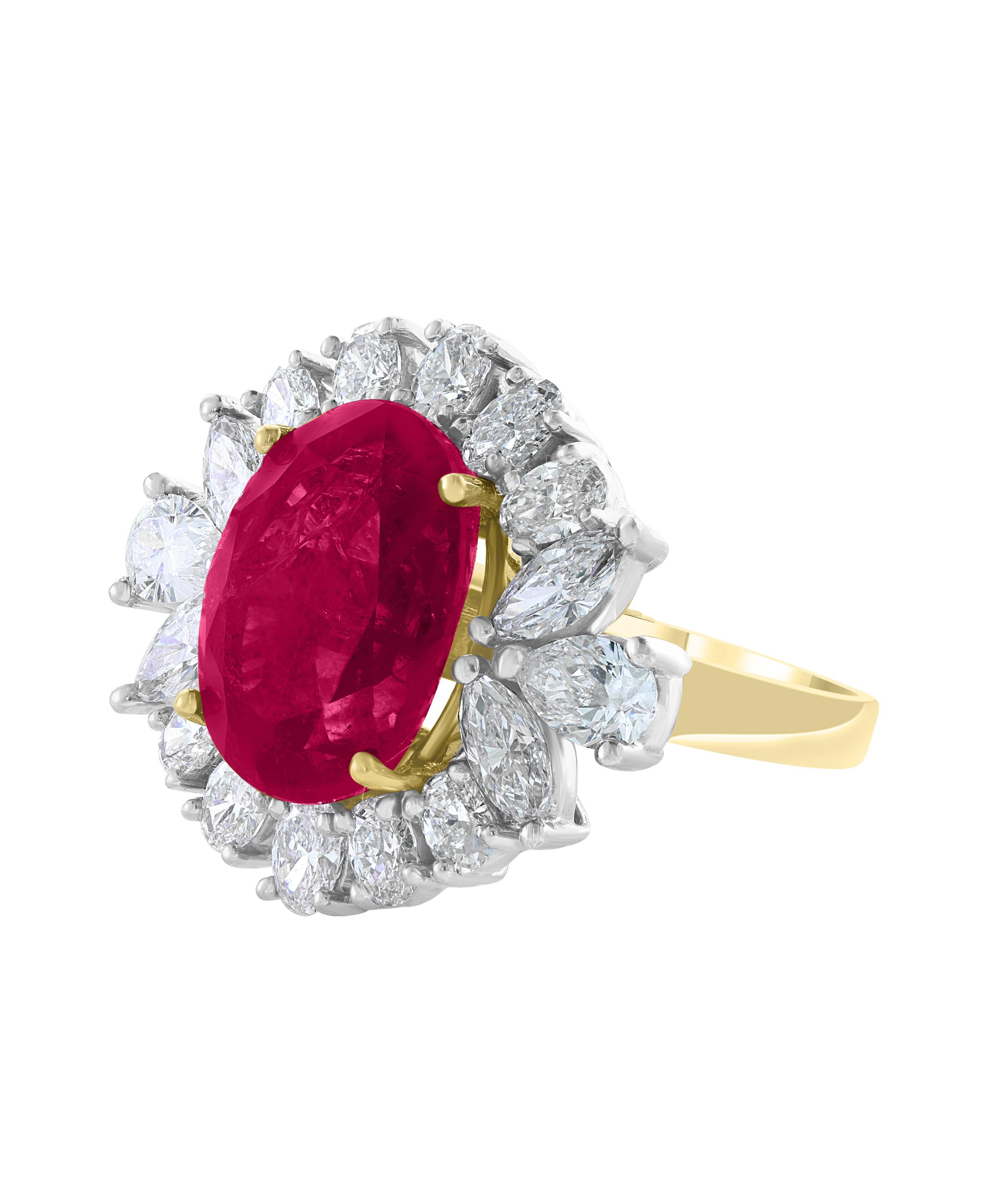 12.5 Carat Natural Ruby and Diamond Two-Tone Ring in Platinum 4