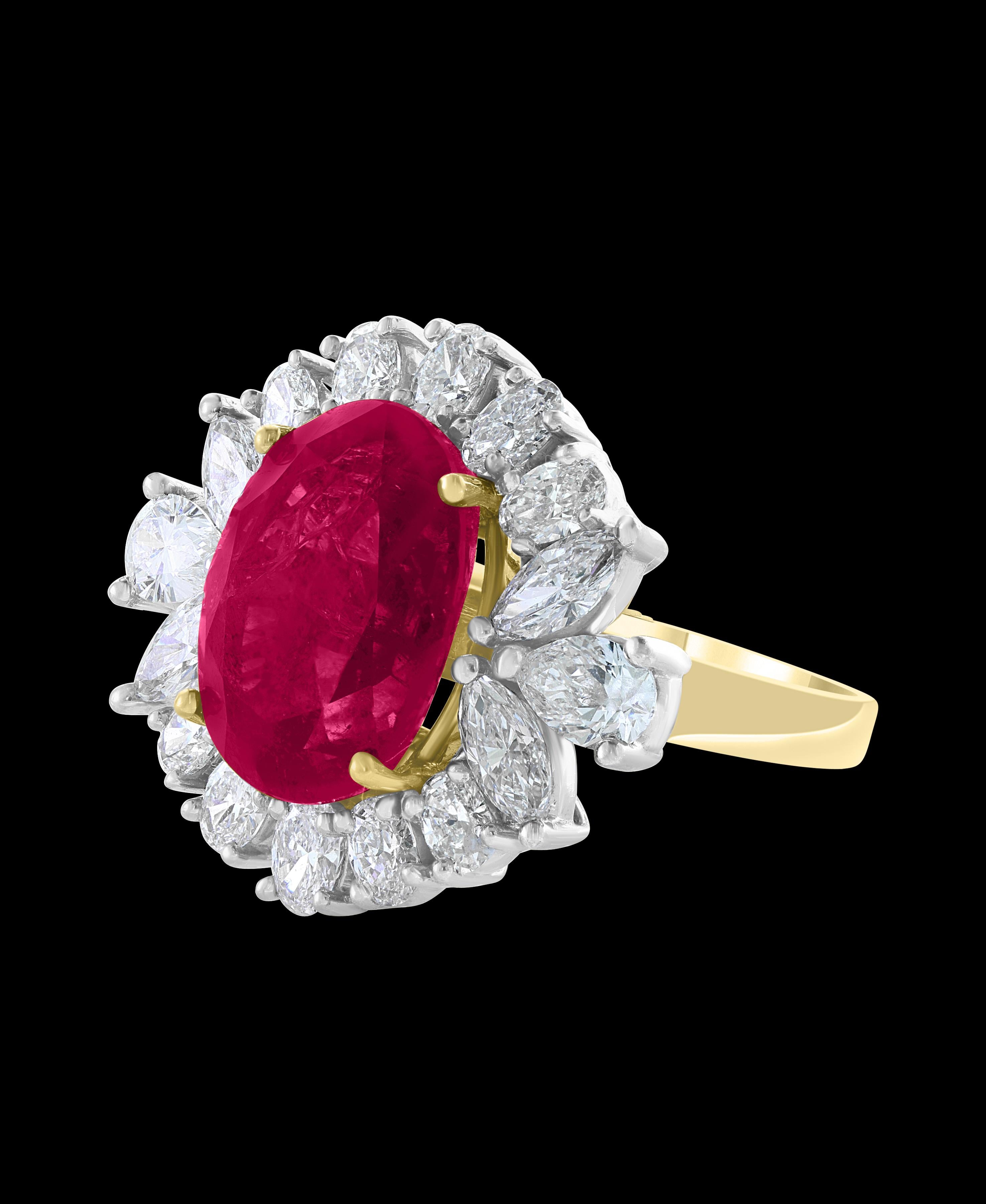 12.5 Carat Natural Ruby and Diamond Two-Tone Ring in Platinum 5