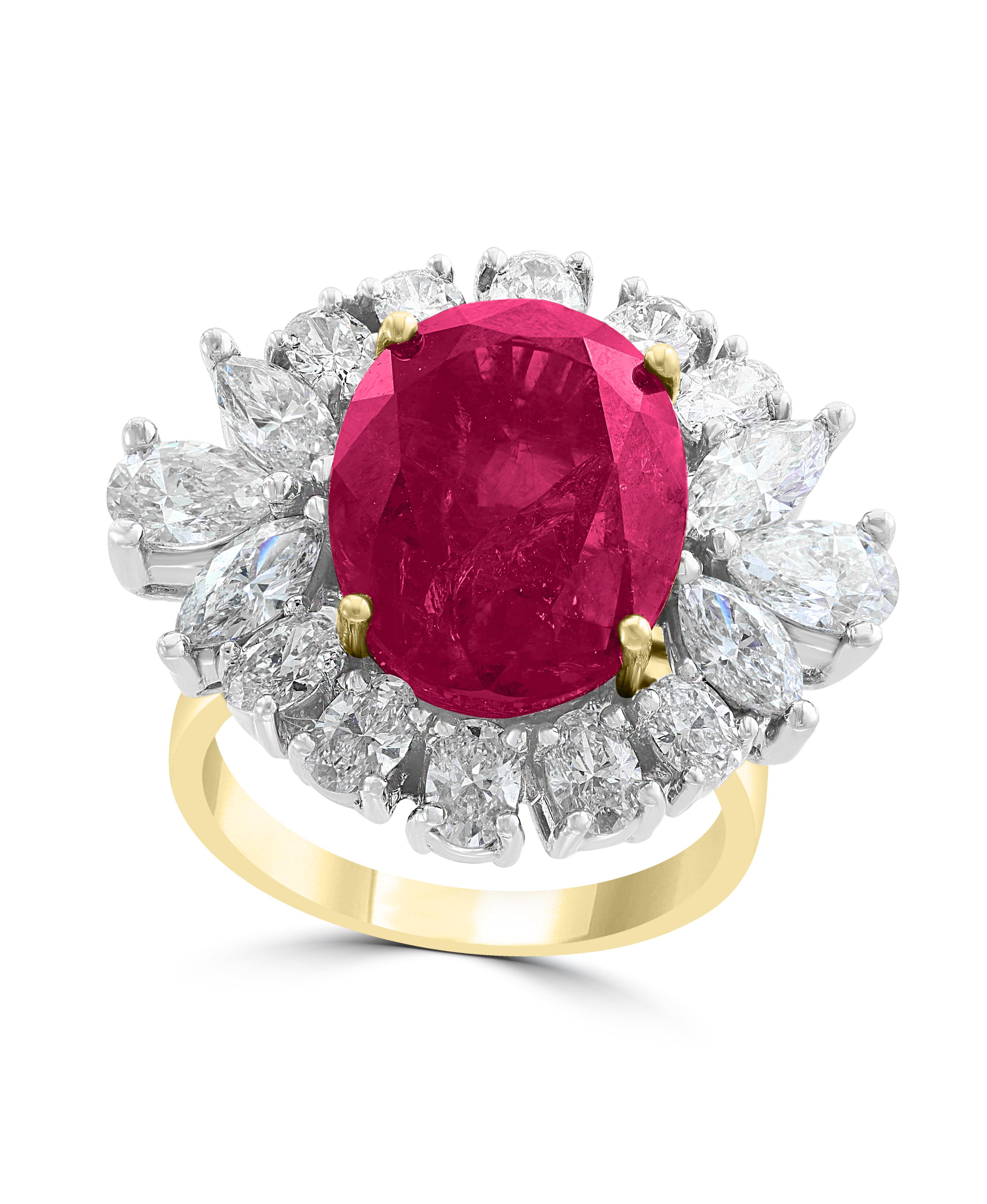 12.5 Carat Natural Ruby and Diamond Two-Tone Ring in Platinum 2