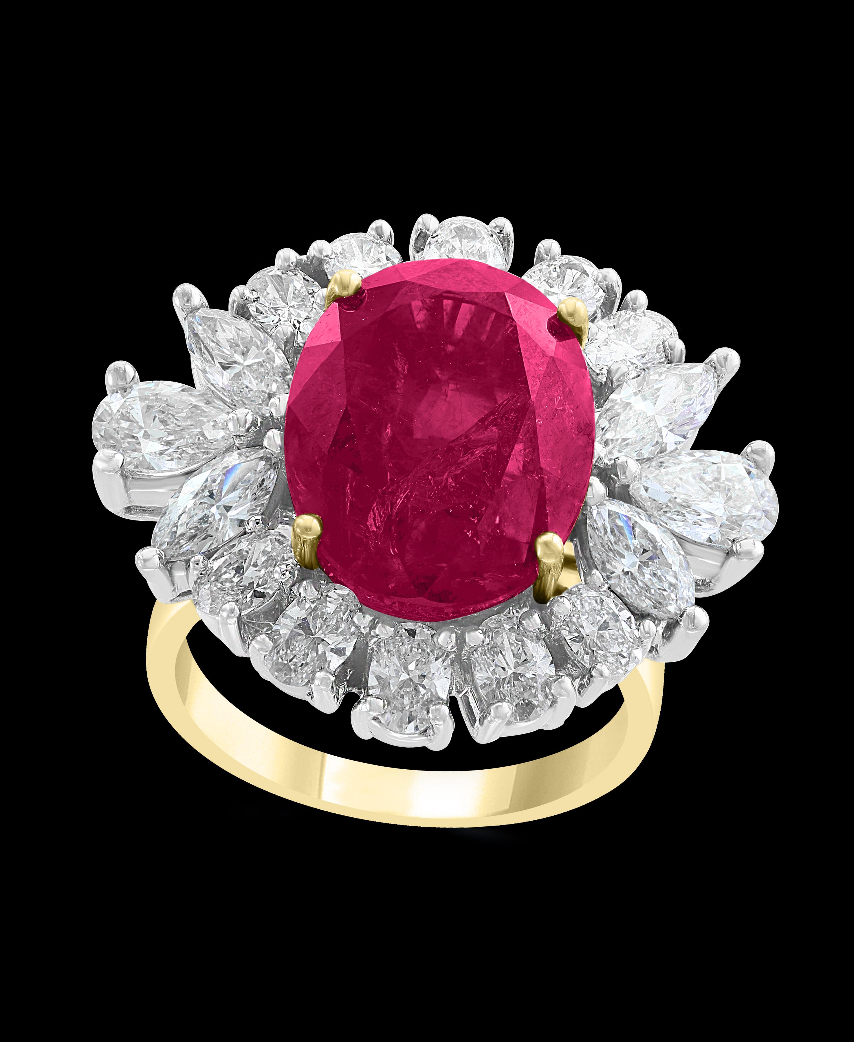 12.5 Carat Natural Ruby and Diamond Two-Tone Ring in Platinum 3