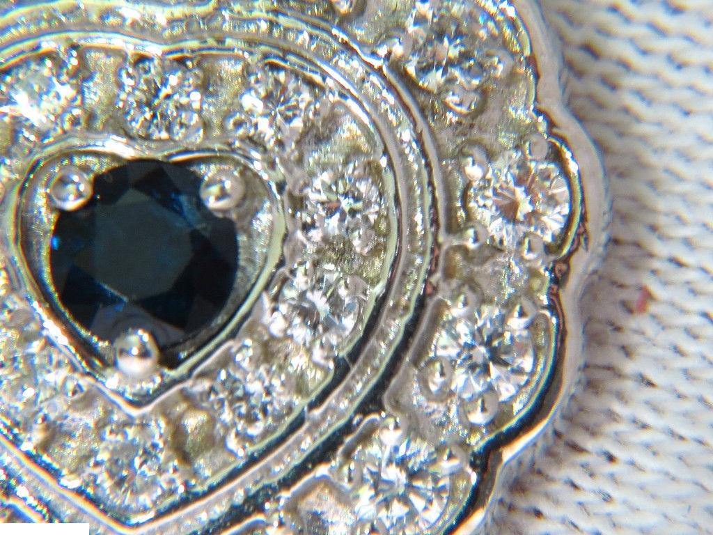 Women's or Men's 1.25 Carat Natural Sapphire Diamond Cluster Necklace 14 Karat For Sale