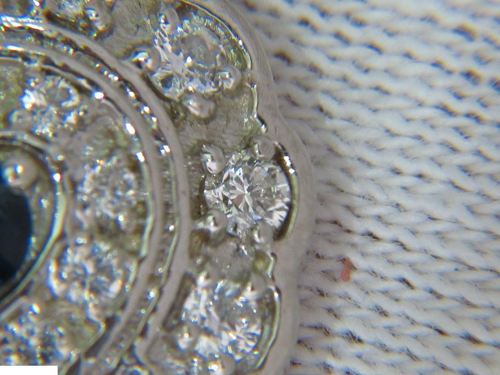 1.25 Carat Natural Sapphire Diamond Cluster Necklace 14 Karat For Sale 1