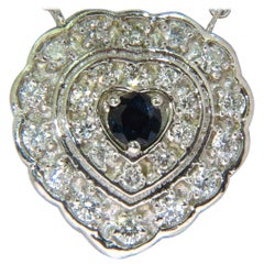 1.25 Carat Natural Sapphire Diamond Cluster Necklace 14 Karat