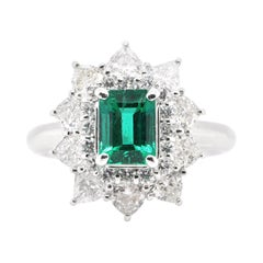 1.25 Carat, Natural, Vivid-Green, Colombian Emerald Ring Set in Platinum