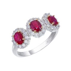 1.25 Carat No Heat Pigeon Blood Burmese Ruby Diamond Ring in 18K Gold