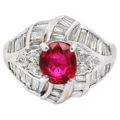 Anillo de platino con diamante rubí sin calor de 1,25 quilates, certificado GIA