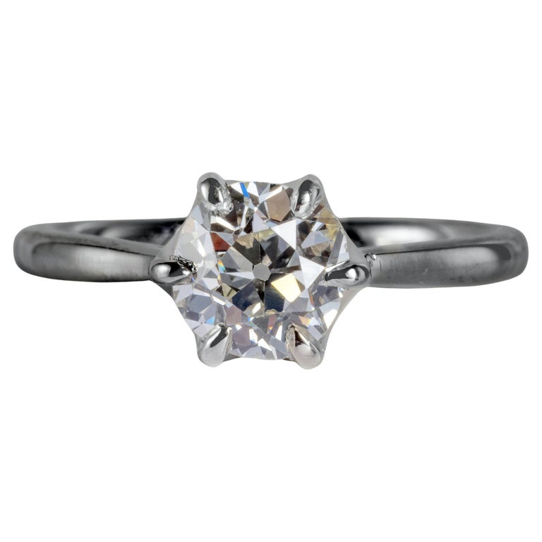1.25 Carat Old European Cut Diamond Engagement Ring EGL Certified For Sale  at 1stDibs