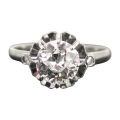1.25 Carat Old European Cut Diamond Solitaire Art Deco Platinum Ring