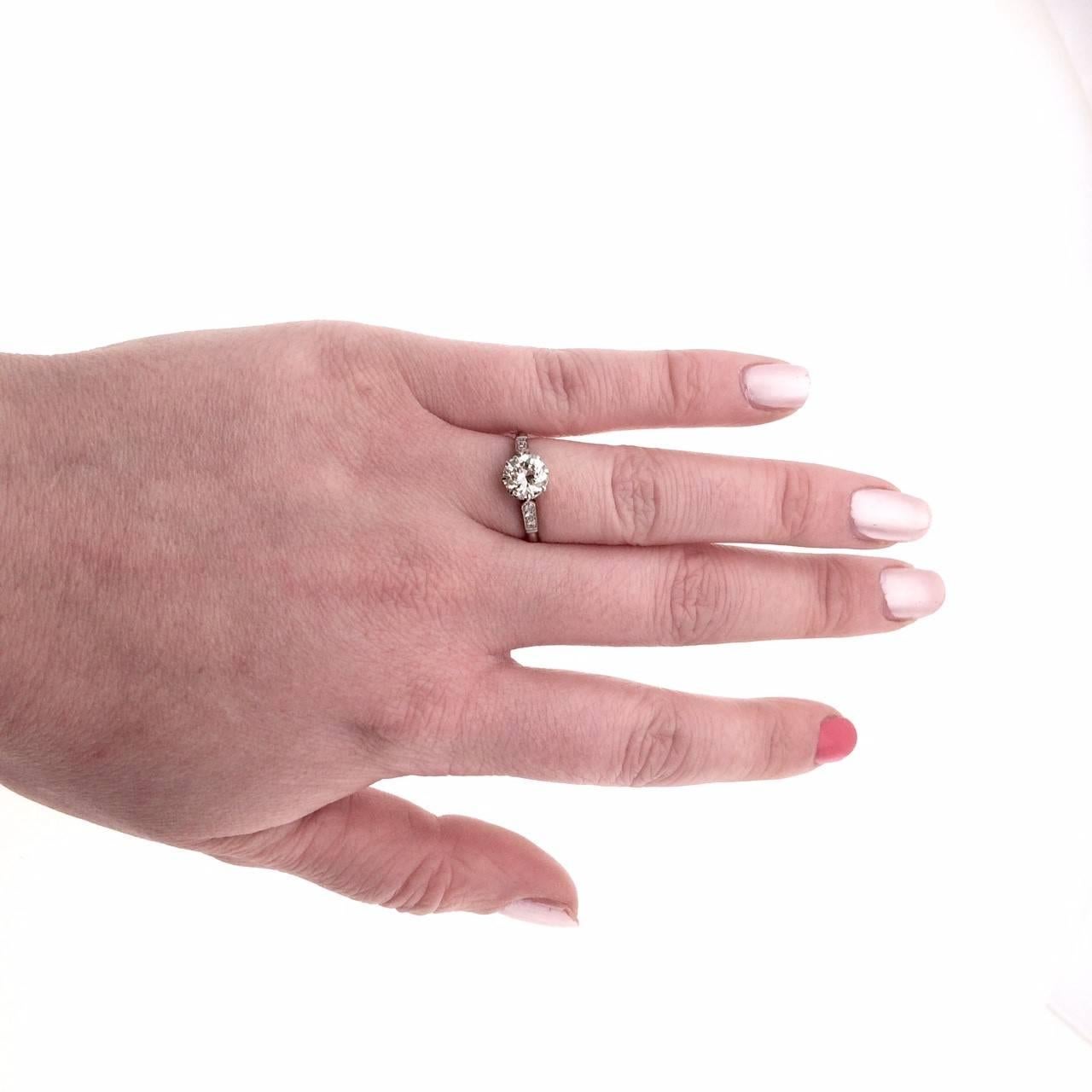 Women's or Men's 1.25 Carat Old European Cut Edwardian Diamond Engagement Ring
