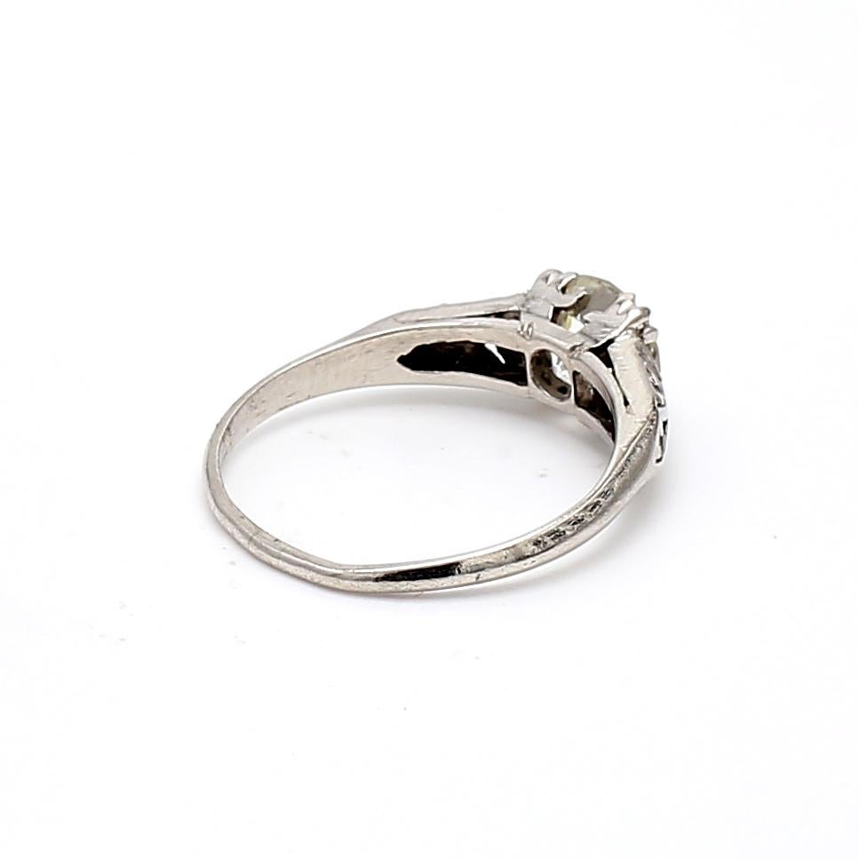 Bague de fiançailles en platine avec diamant taille européenne ancienne de 1,25 carat K SI2 Bon état - En vente à New York, NY
