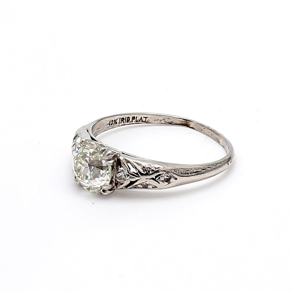 Bague de fiançailles en platine avec diamant taille européenne ancienne de 1,25 carat K SI2 en vente 2