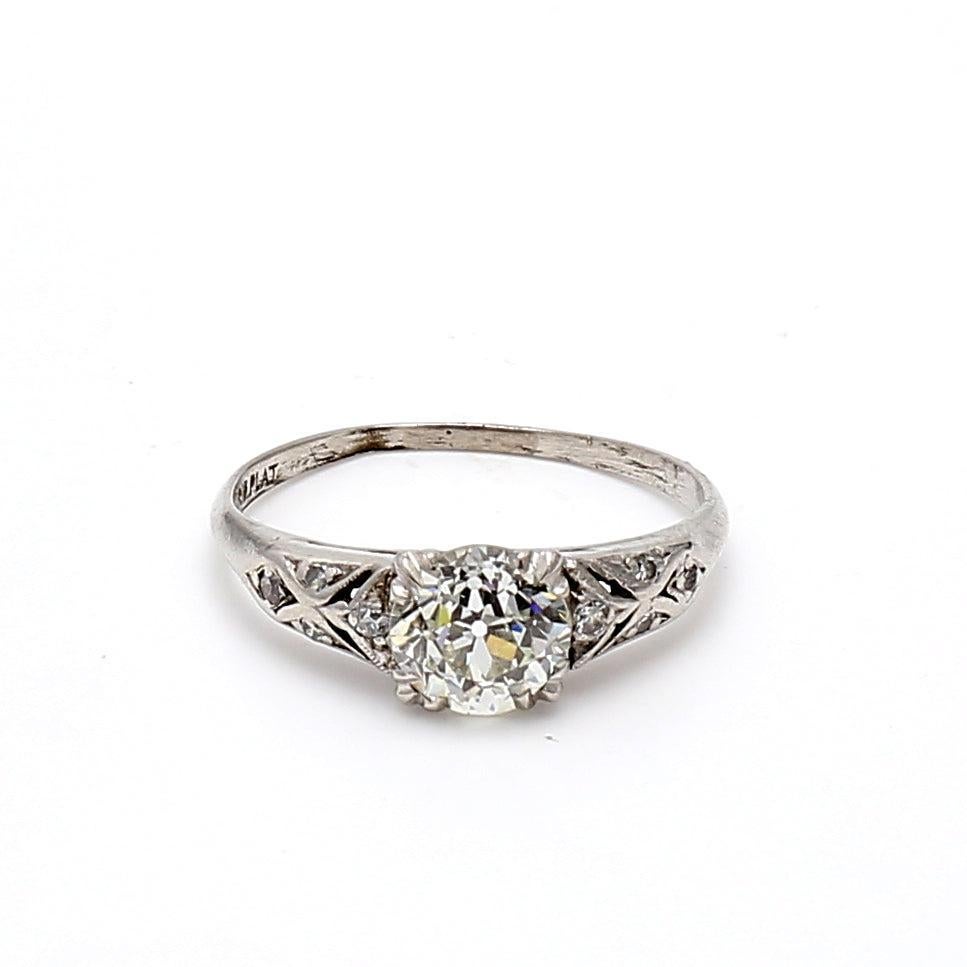 1,25 Karat Old European Cut K SI2 Diamant-Verlobungsring aus Platin mit alteuropäischem Schliff