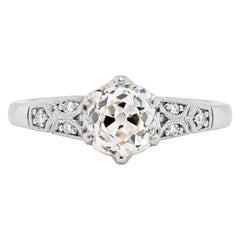 1.25 Carat Old Mine Cut Diamond Platinum Engagement Ring