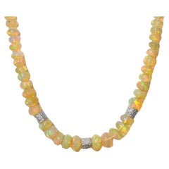 125 Carat Opal Beads & Diamond Necklace