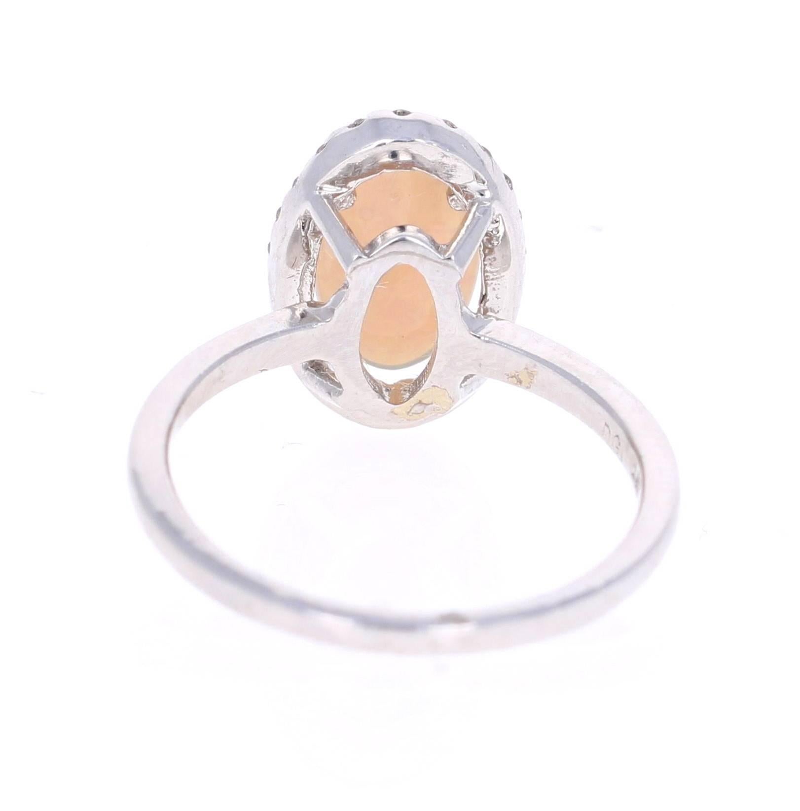 Modern 1.25 Carat Oval Cut Opal Diamond White Gold Cocktail Ring