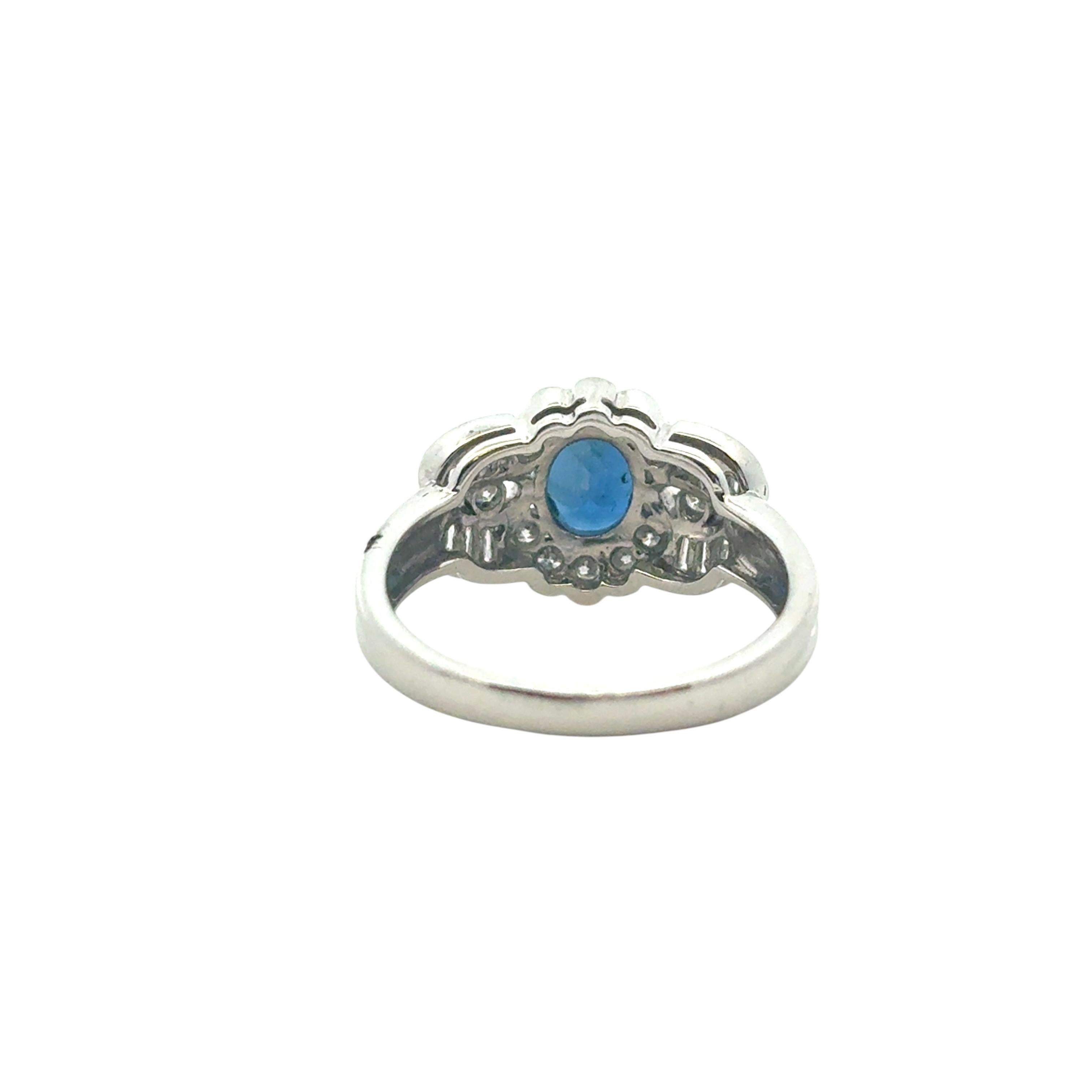 1.25 Carat Oval Sapphire Center Diamond Cocktail Ring Platinum in Stock For Sale 7