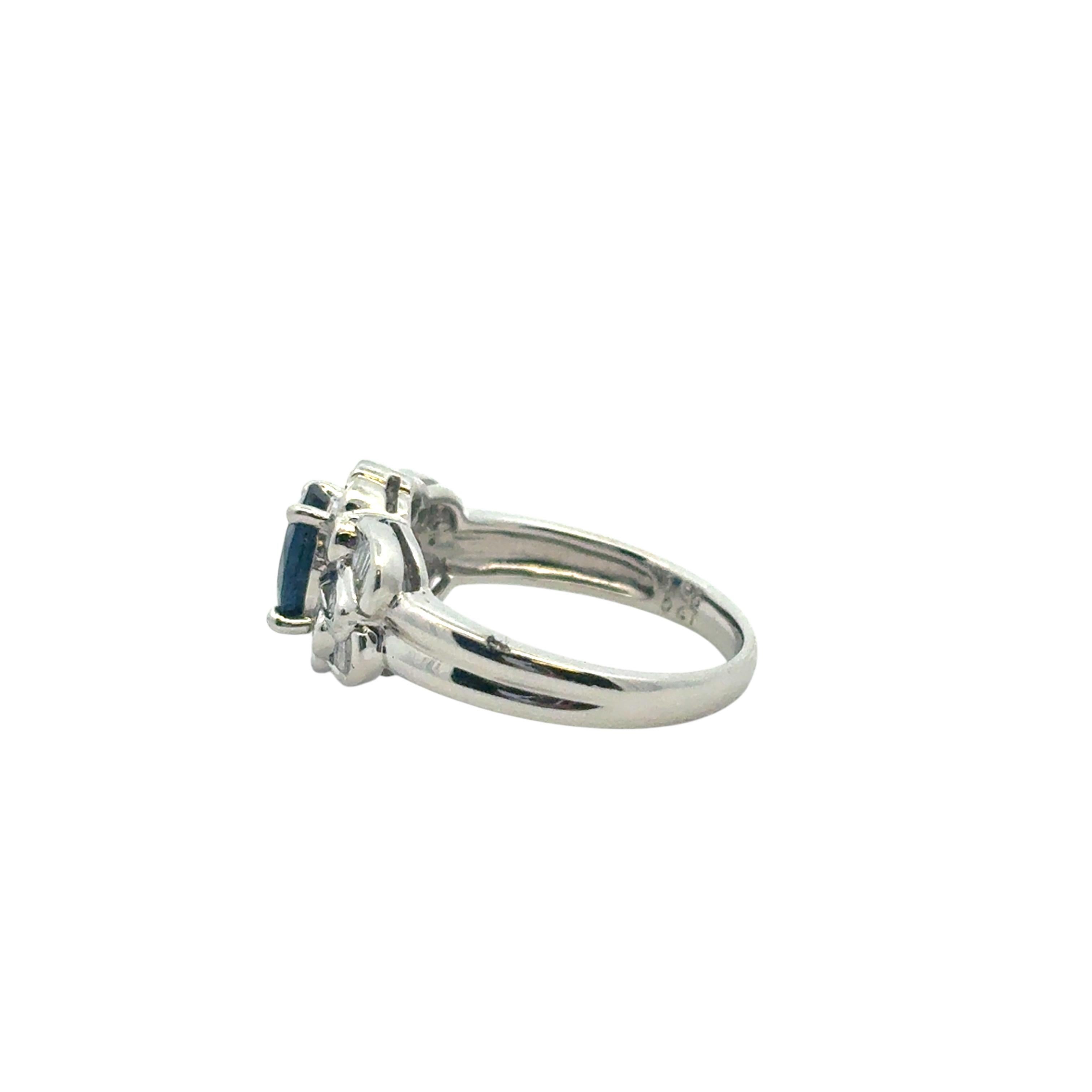1.25 Carat Oval Sapphire Center Diamond Cocktail Ring Platinum in Stock For Sale 14