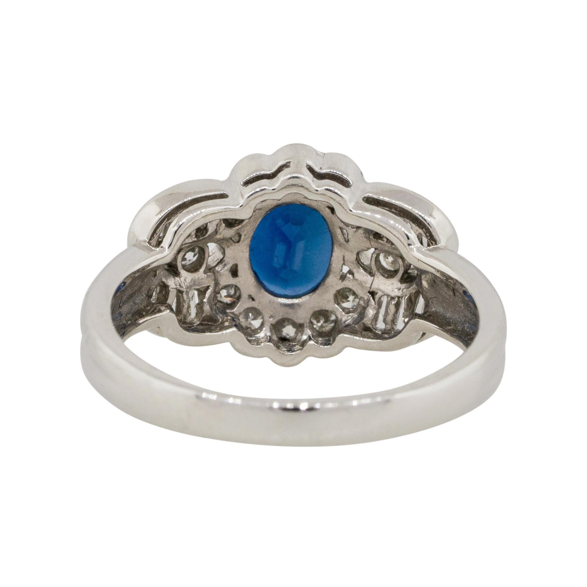 Oval Cut 1.25 Carat Oval Sapphire Center Diamond Cocktail Ring Platinum in Stock For Sale