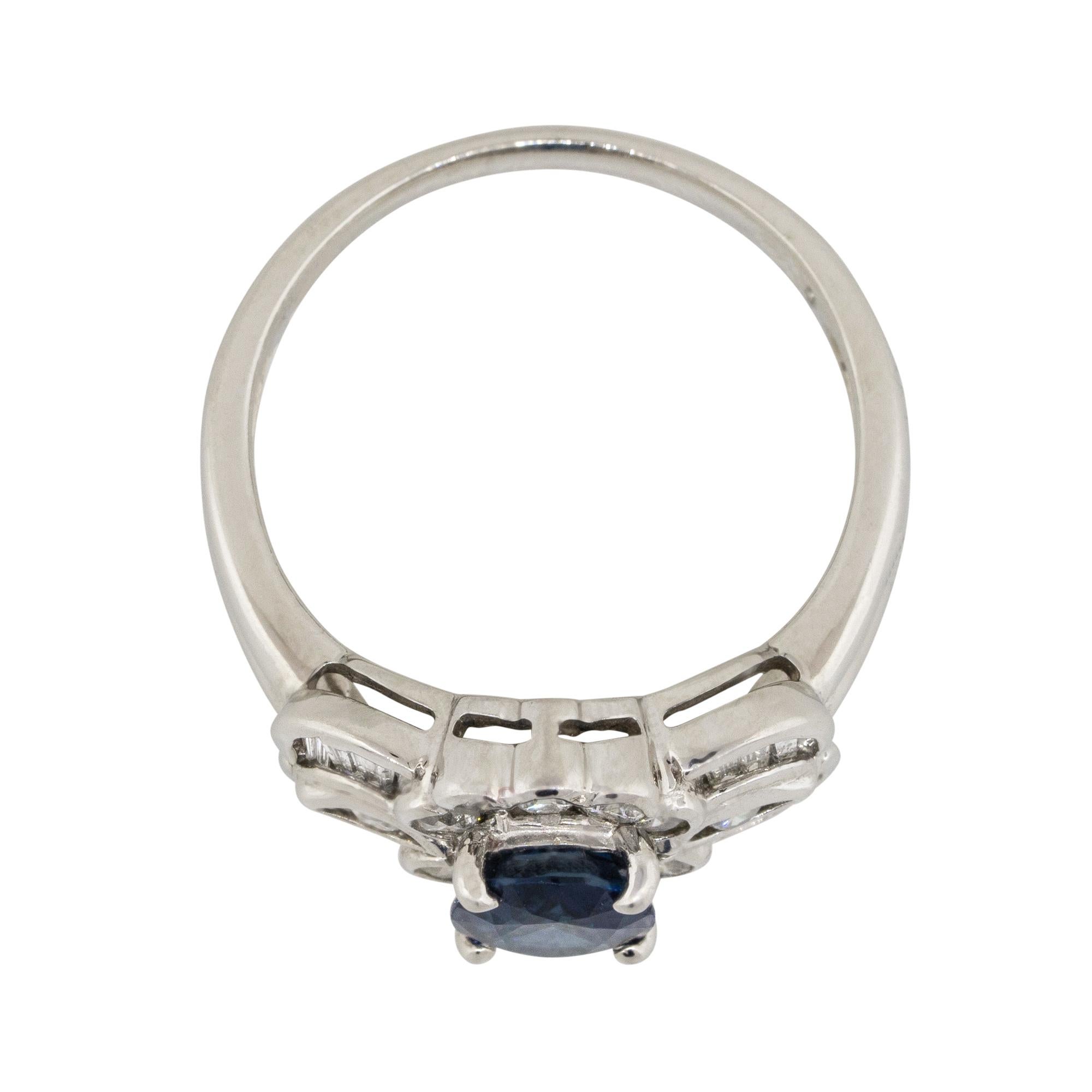 Women's or Men's 1.25 Carat Oval Sapphire Center Diamond Cocktail Ring Platinum in Stock For Sale