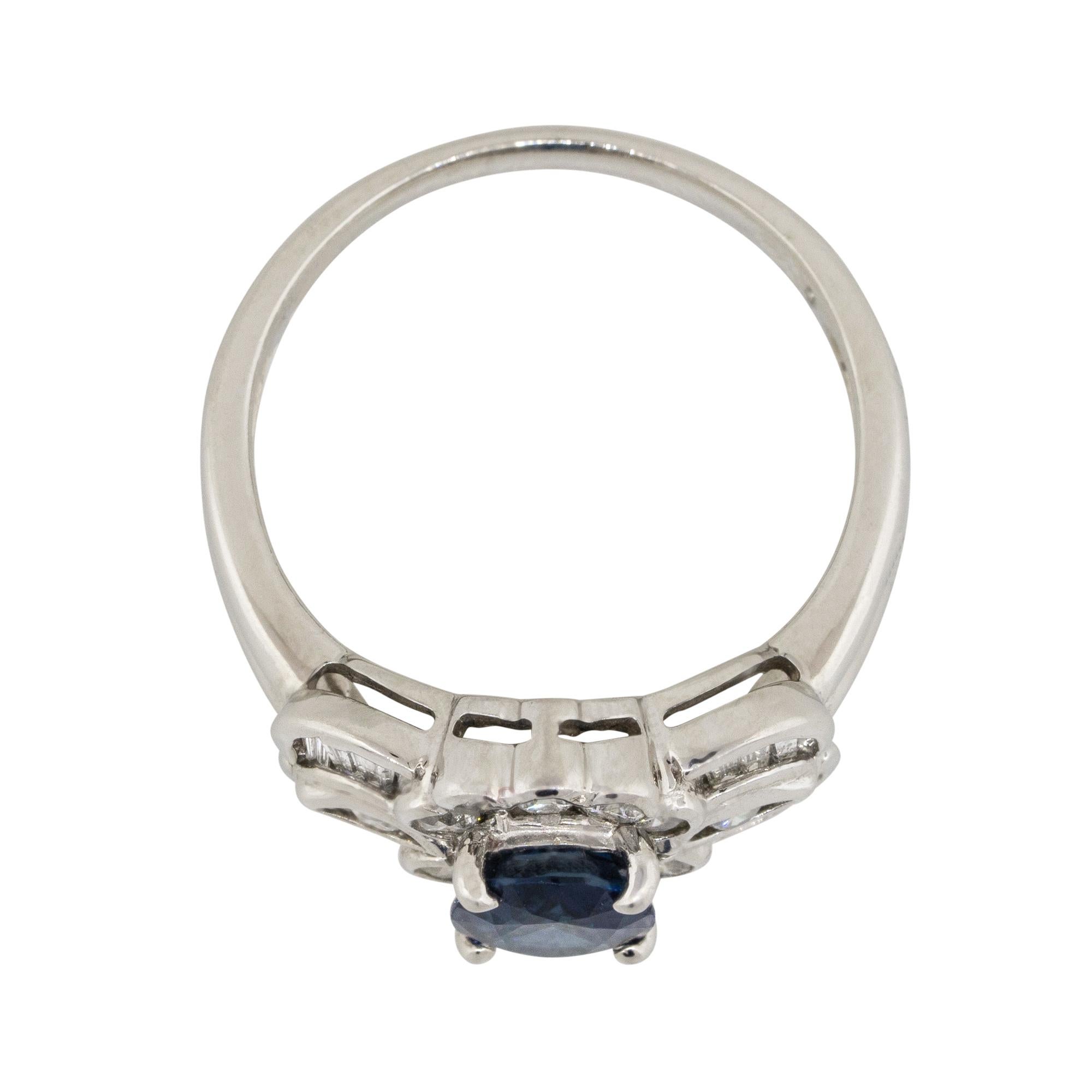 1.25 Carat Oval Sapphire Center Diamond Cocktail Ring Platinum in Stock In New Condition For Sale In Boca Raton, FL