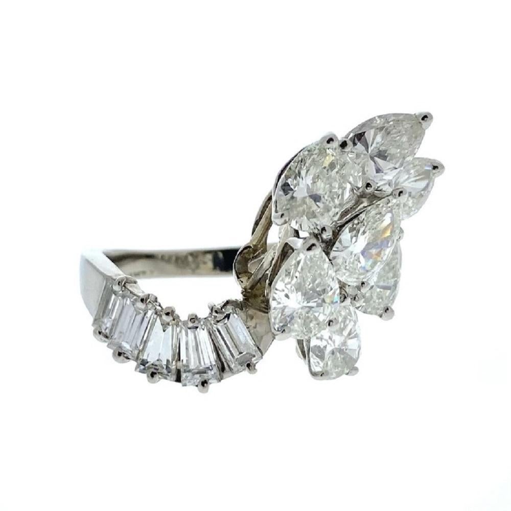 Pear Cut 1.25 Carat Pear Shape Diamond Fashion Ring In 18K White Gold For Sale