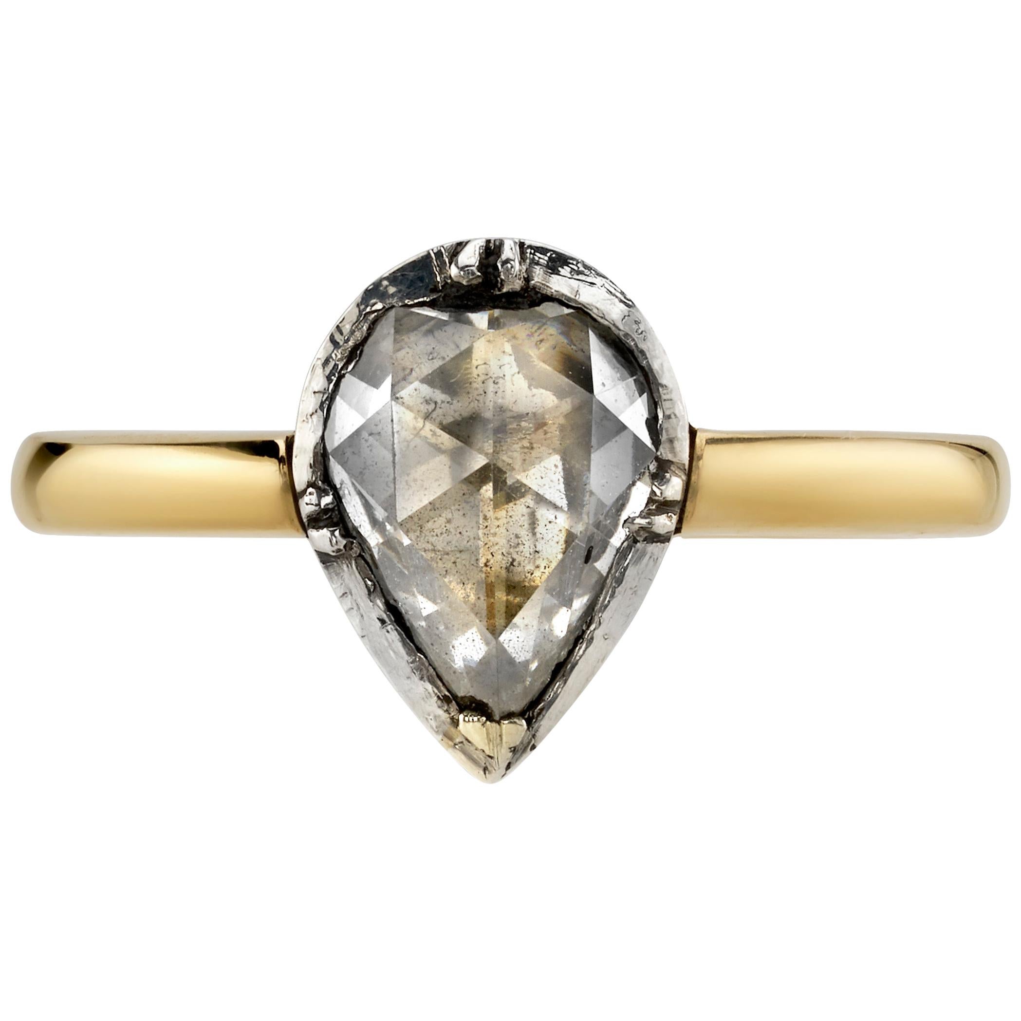 Handcrafted Janie Rose Cut Diamond Ring by Single Stone For Sale