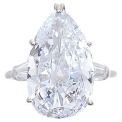 12.5 Carat Pear Statement Brilliant White / D color SI 14K Diamond Ring