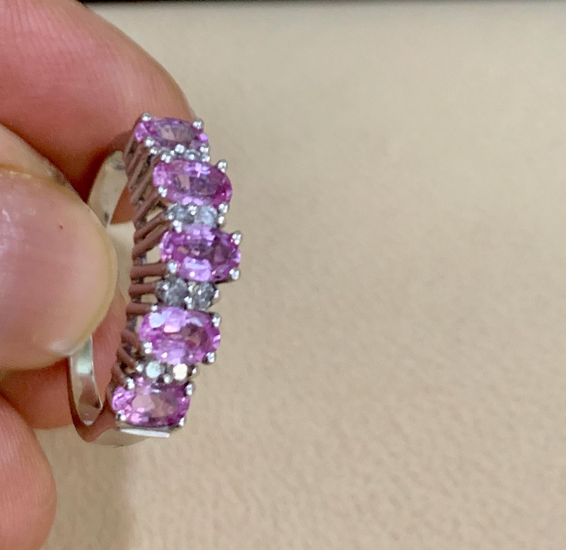 1.25 Carat Pink Sapphire and Diamond 14 Karat White Gold Ring, Estate In Excellent Condition In New York, NY