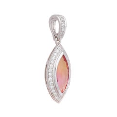 1.25 Carat Pink Topaz Diamond Halo White Gold Pendant