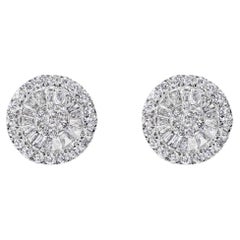 1.25 Carat Pizza Wheel Baguette Diamond Stud Earrings Certified