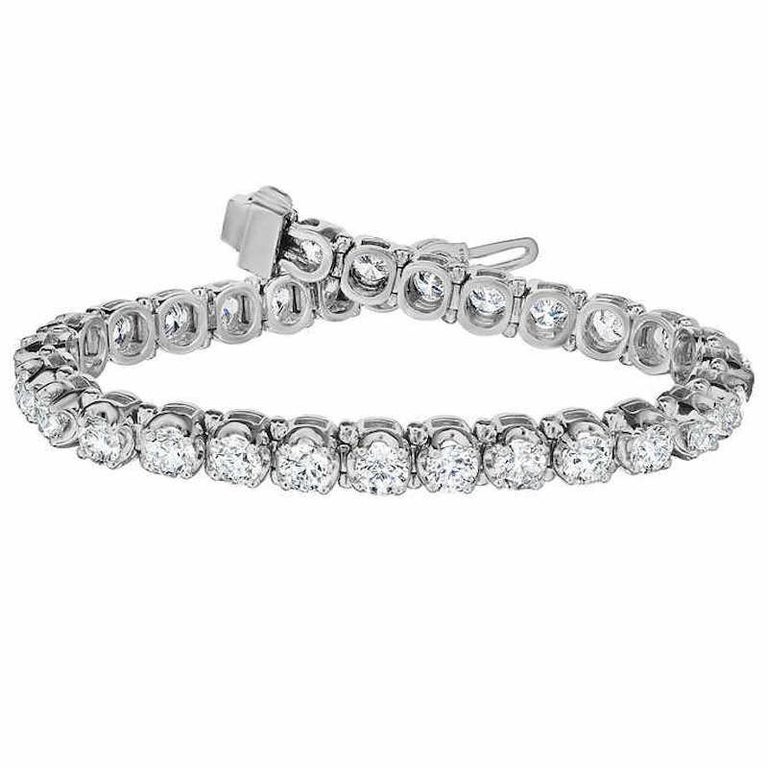 12.5 Carat Platinum White Diamond Tennis Bracelet For Sale at 1stDibs ...