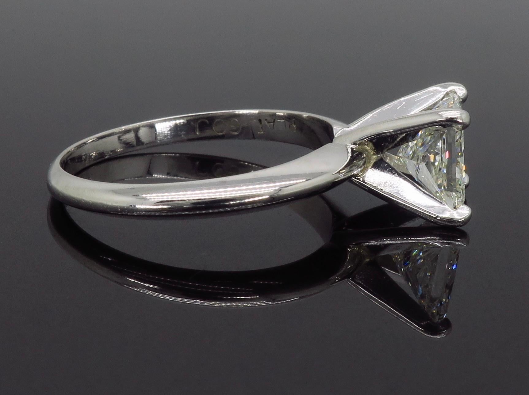 1.25 Carat Princess Cut Solitaire Diamond Engagement Ring For Sale 3