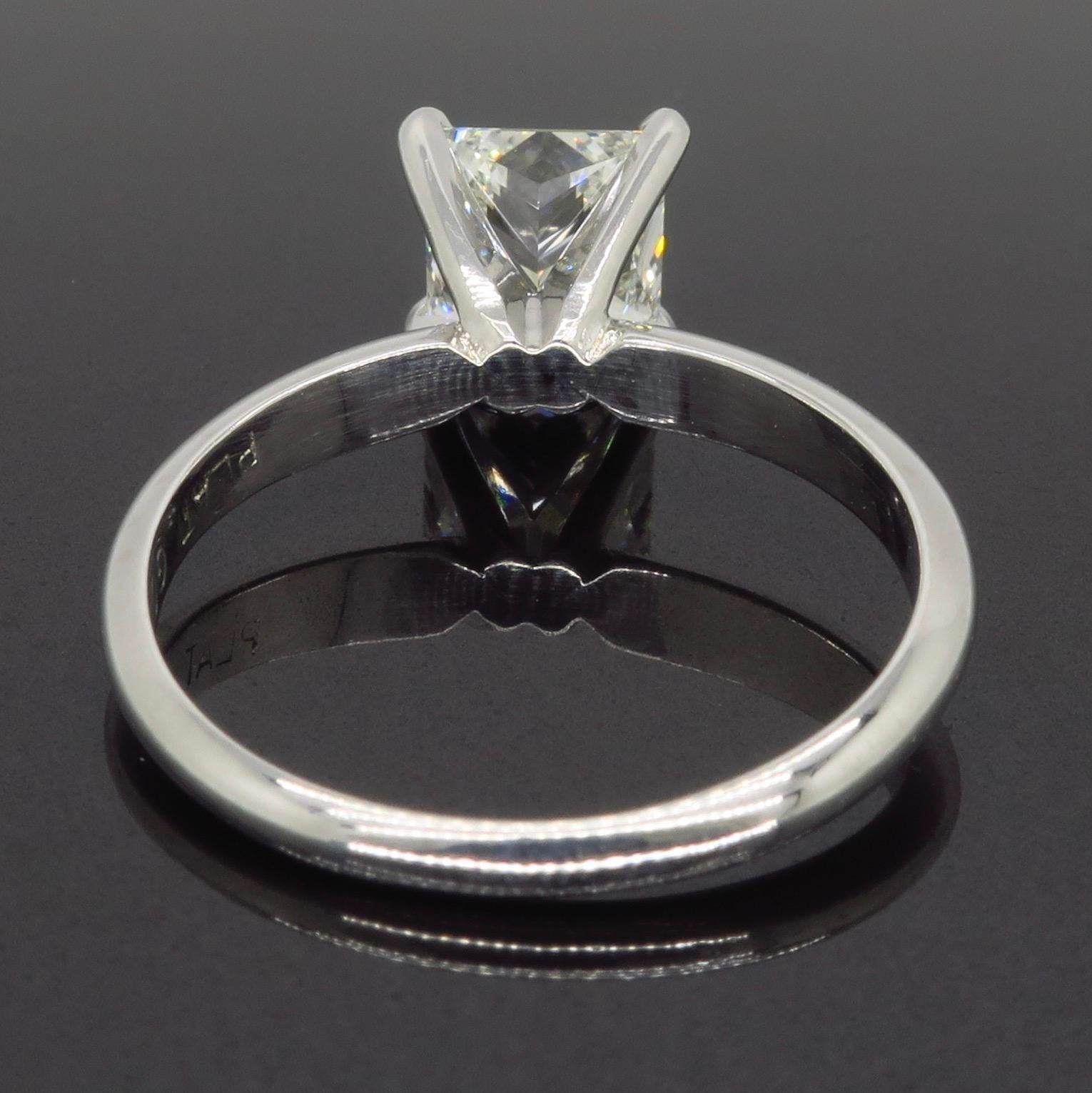 1.25 Carat Princess Cut Solitaire Diamond Engagement Ring For Sale 2