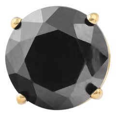 1.25 Carat Round Black Diamond Single Stud Earring for Men in 14 K Yellow Gold 1.25 Carat Round Black Diamond Single Stud Earring for Men in 14 K Yellow Gold