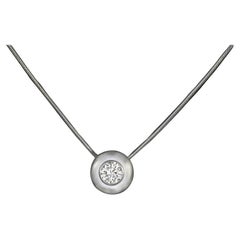1.25 Carat Round Brilliant Diamond Bezel Set Solitaire 14K White Gold Necklace