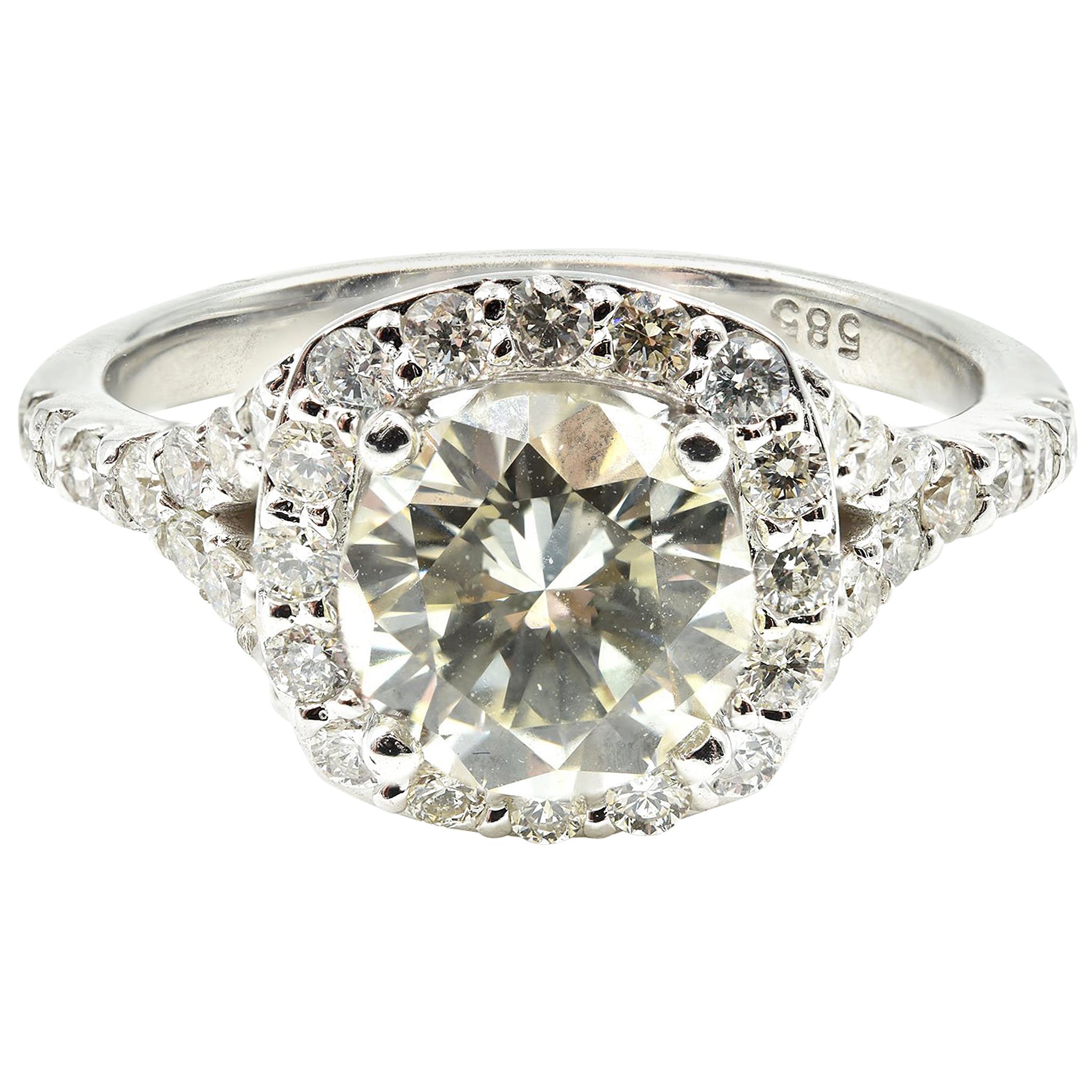 1.25 Carat Round Cut Centre Diamond with Halo Engagement Ring 14 Karat Gold