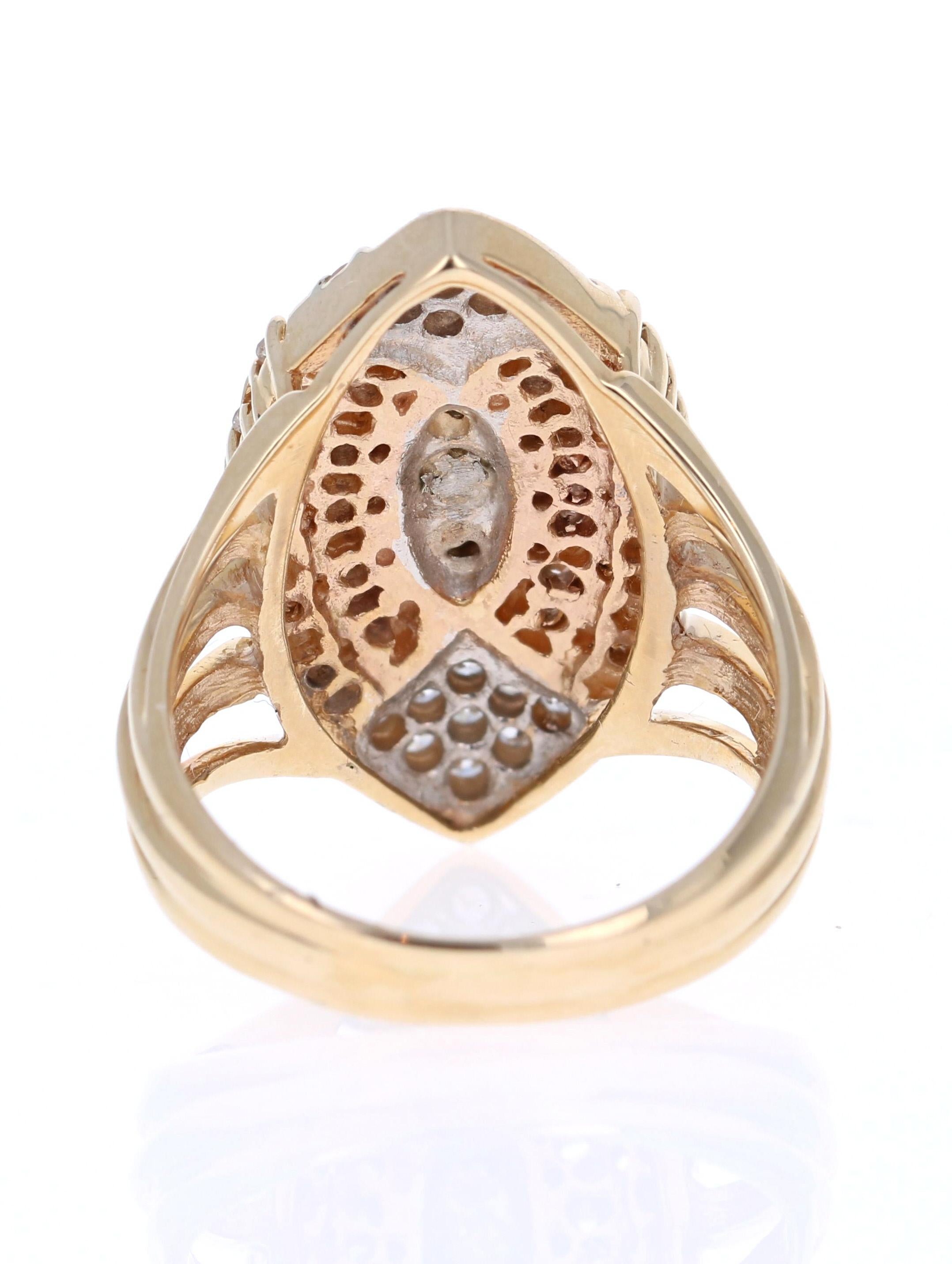 Contemporary 1.25 Carat Round Cut Diamond 14 Karat Yellow Gold Cluster Ring For Sale