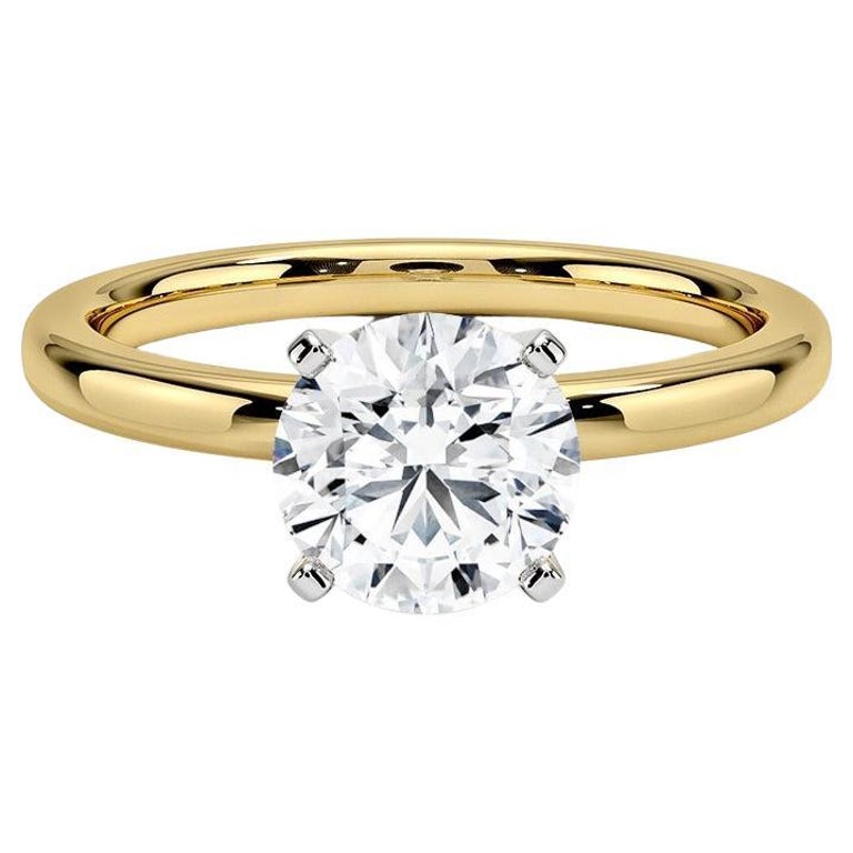 1.25 Carat Round Diamond 4-prong Ring in 14k Yellow Gold For Sale at 1stDibs