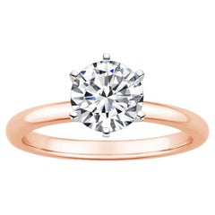 1.25 Carat Round Diamond 6-Prong Ring in 14k Rose Gold