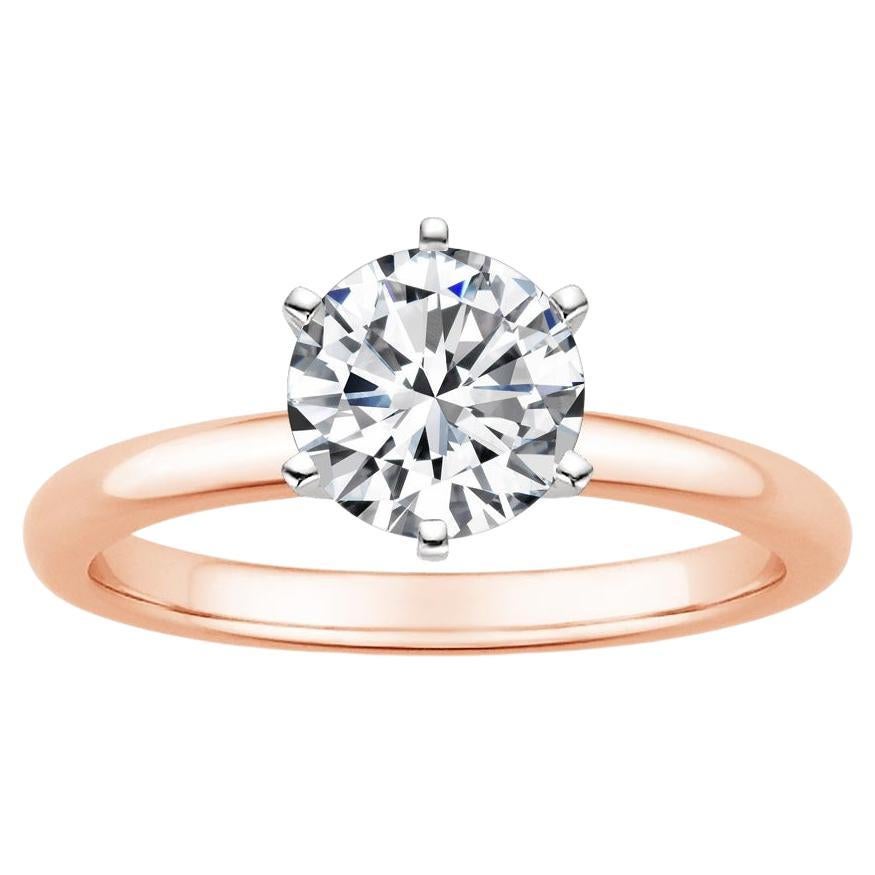 1.25 Carat Round Diamond 6-Prong Ring in 14k Rose Gold For Sale