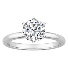 Anello con diamante rotondo a 6 punte da 1,25 carati in oro bianco 14k