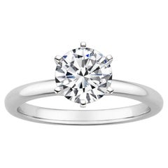 1.25 Carat Round Diamond 6-Prong Ring in 14k White Gold