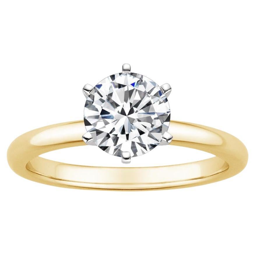 1.25 Carat Round Diamond 6-Prong Ring in 14k Yellow Gold For Sale