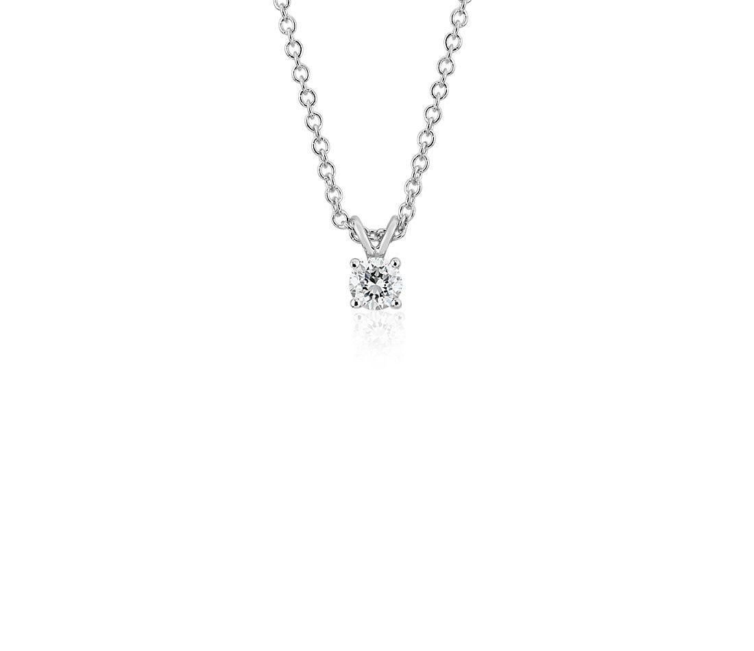 1.25 Carat Round Diamond Solitaire Pendant in 14 Karat White Gold In New Condition For Sale In Chicago, IL