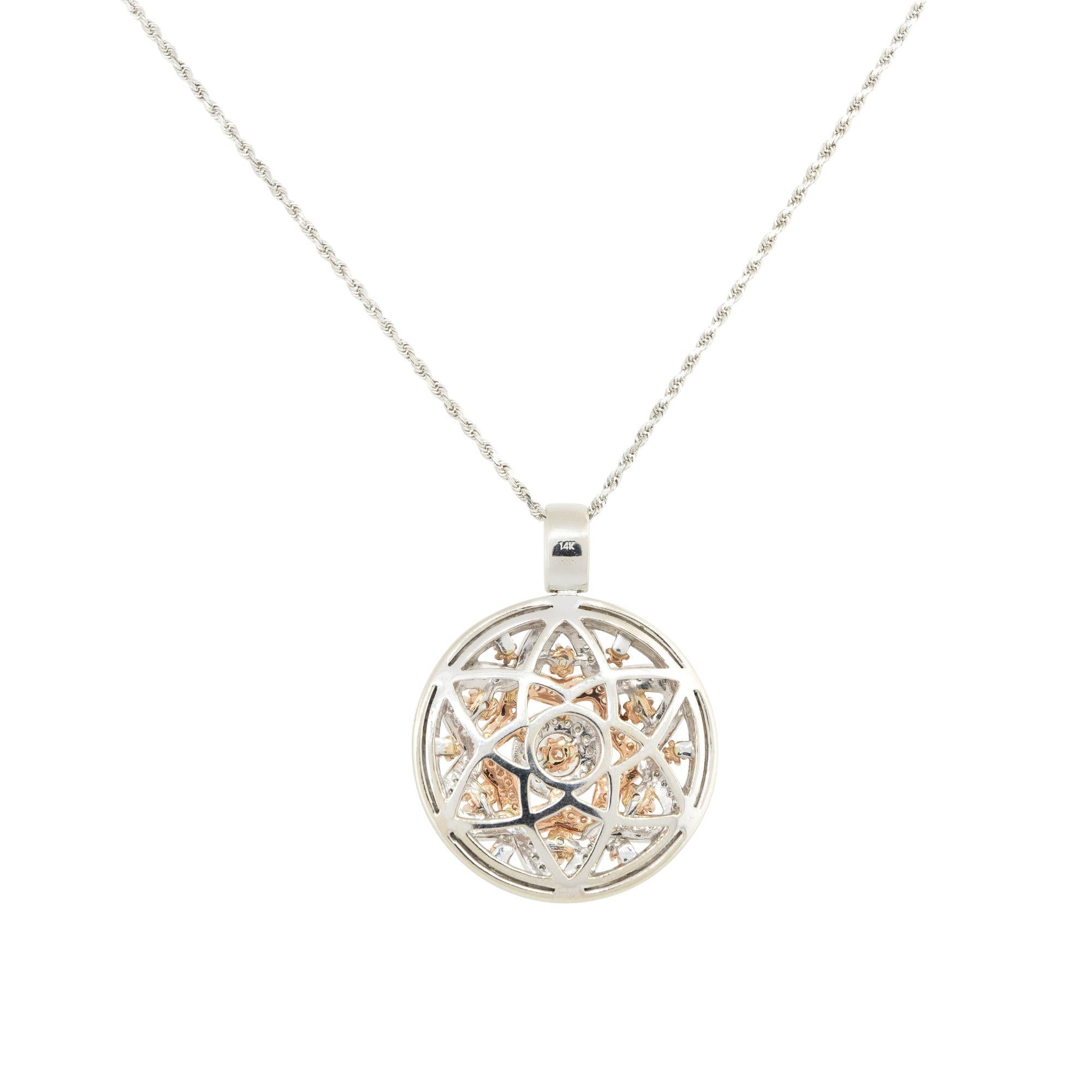 Women's 1.25 Carat Round Diamond Star Pendant on Chain 14 Karat in Stock For Sale