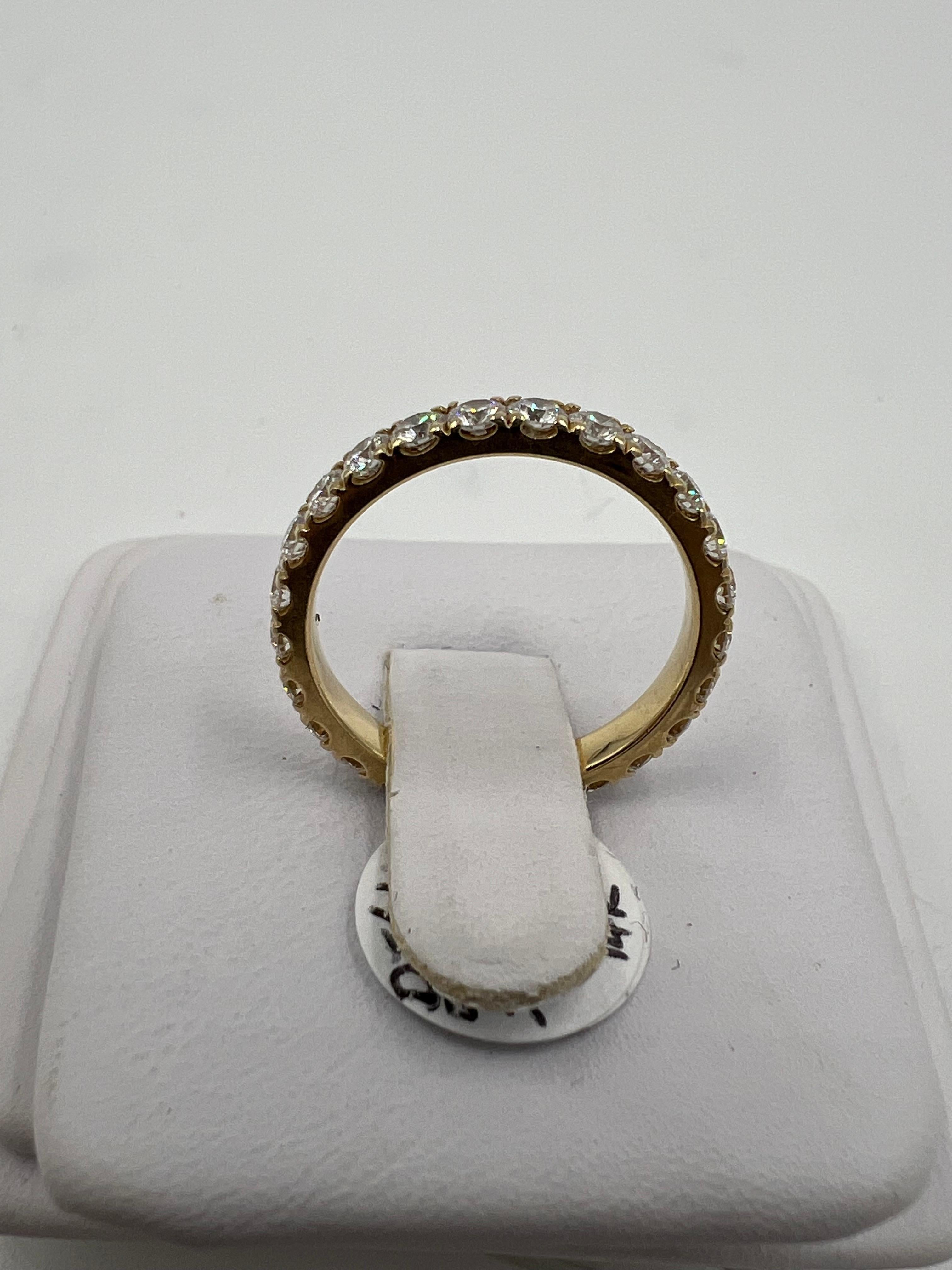 1.25 Carat Round Diamond Yellow Gold Eternity Band Ring Size 6 For Sale 1