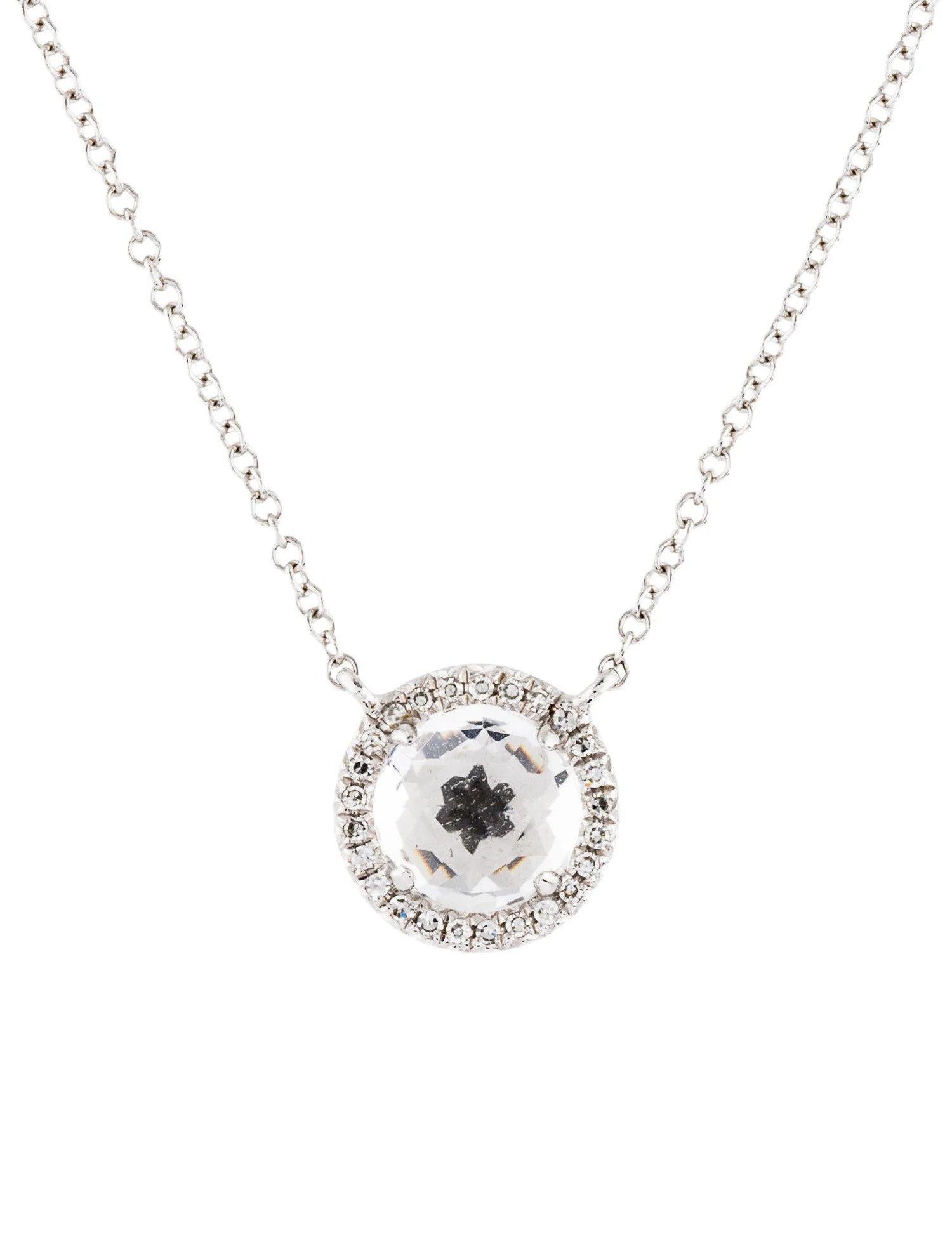This White Topaz & Diamond Pendant is a stunning and timeless accessory that can add a touch of glamour and sophistication to any outfit. 

This pendant features a 1.25 Carat Round White Topaz, with a Diamond Halo comprised of 0.06 Carats of Single