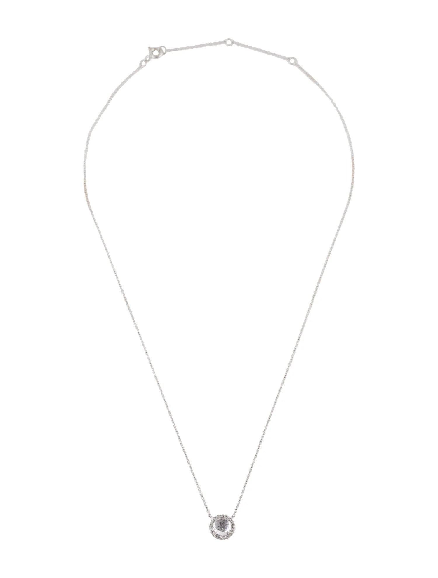 Halskette mit Anhänger aus Weißgold mit 1,25 Karat rundem weißem Topas und Diamant  im Zustand „Neu“ im Angebot in Great Neck, NY