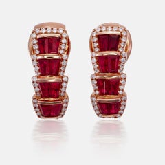 1,25 Karat Rubin und Diamant-Ohrring aus 18 Karat Roségold